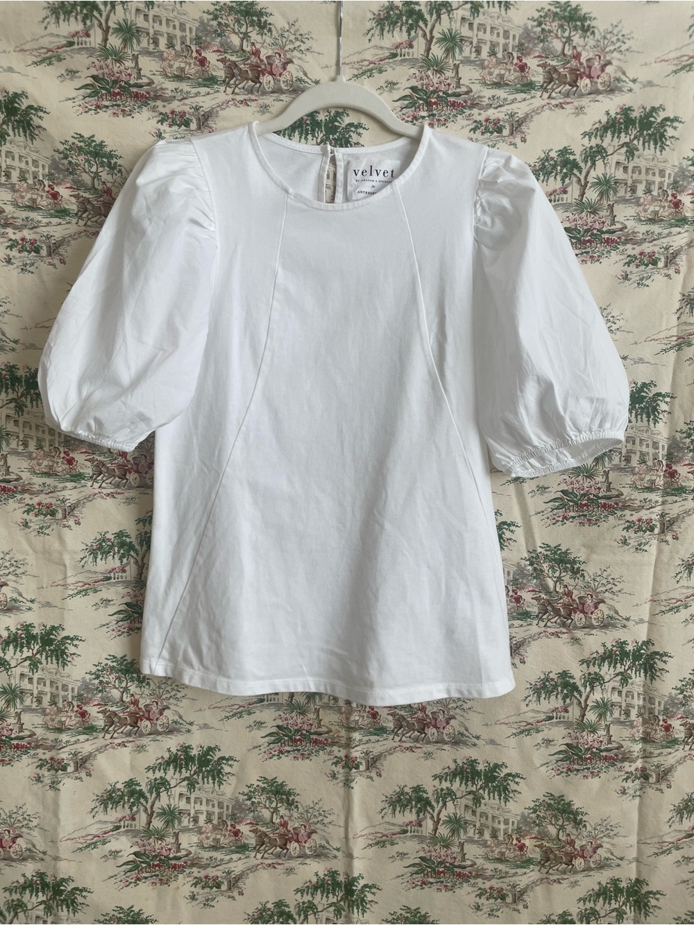 Velvet by Graham & Spencer for Anthropologie white cotton puff sleeve top. Small